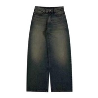Jeans Baggy Délavés à l'Acide Tendance, Pantalons Droits Délavés et Déchirés pour Hommes, Jeans à Double Taille de Haute Qualité Personnalisés pour Hommes