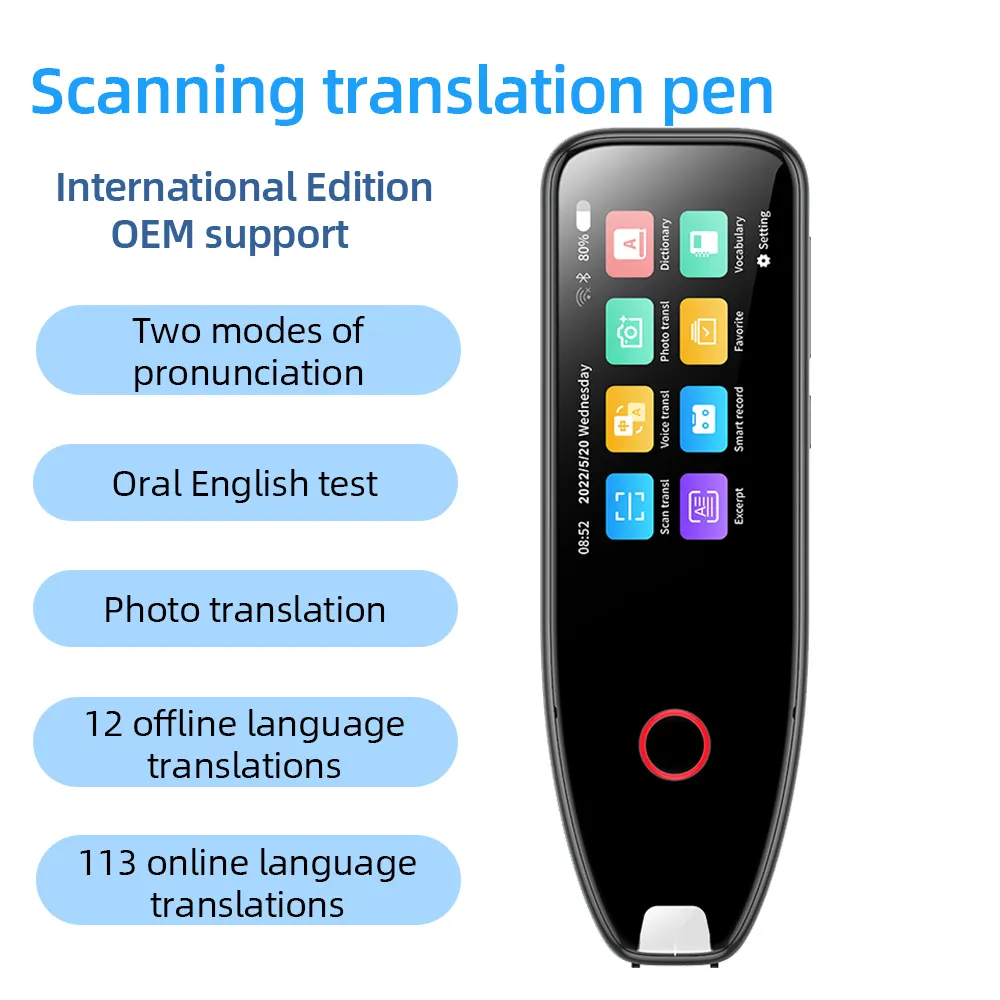 Caneta de scanner inteligente portátil, de negócios e de viagem, 134 línguas, tradução on-line, dispositivo inteligente, caneta de varredura