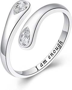 Topcarat Bague ouverte en argent pour femme Bijoux inspirants avec design réglable Idée cadeau à la mode pour les filles - Product Image 2