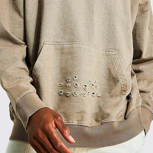 Venta al por mayor de alta calidad ropa de calle personalizada Sudadera con capucha fabricante parche desgastado bordado serigrafía sudaderas con capucha hombres - Product Image 6