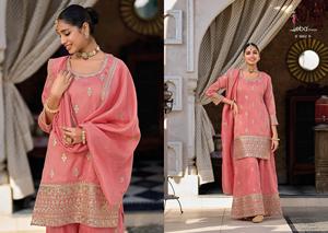 Costume de palazzo indien festif avec broderie de fil et coupe élégante parfait pour la fête et le mariage disponible en vrac quantité - Product Image 3