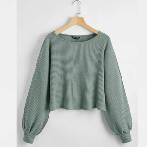 Women's Casual Custom Logo Rib T-Shirt Short Length Regular Sleeves Geometric Pattern Knitted Fabric Loose Fit Breathable - Product Image 2