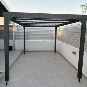 Pérgolas Bioclimáticas de Aluminio a Medida con Persianas Manuales, Gazebo con Recubrimiento en Polvo para Exteriores, para Casa, Apartamento, Villa de Lujo, Estilo Natural - Product Image 6