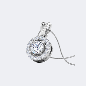 Collar con Colgante Solitario de Diamante Redondo de 0.65CTW con Halo, Oro de 14k, Diamante Cultivado en Laboratorio, Color D, VVS, Engaste Pavé, Joyería para Mujer, 18 Pulgadas - Product Image 5