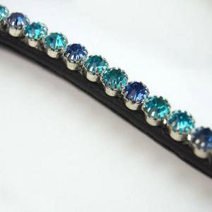 Cristales de vidrio redondos de colores clásicos mega Bling decorado hecho a mano banda de frente de caballo de cuero negro o marrón en mazorca completa - Product Image 2