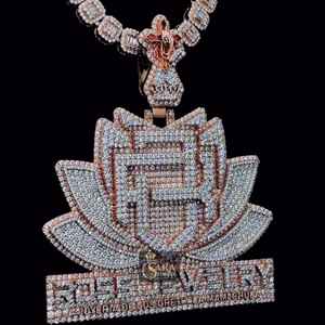 Alta calidad hecho a mano personalizado FHB Lotus tachonado Moissanite diamante colgante Hip Hop estilo joyería de moda - Product Image 3