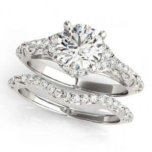 Conjunto de Joyería Fina de Oro Blanco de 14K con Diamantes Antiguos de 1.25ct, Estilo Espiral - Product Image 4