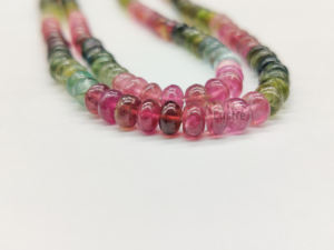 Lustre LD0063 12 pouces 100% brins de perles de Rondelle lisse multi-tourmaline naturelle pour la fabrication de bijoux avec évaluation par un tiers - Product Image 2
