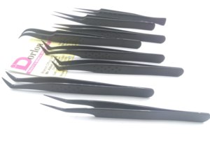 Pinzas de pestañas de plasma negro mate de calidad duradera, pinzas de belleza de extensión de pestañas personalizadas con logotipo personalizado de acero inoxidable - Product Image 5
