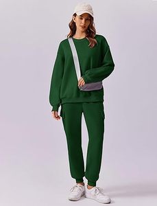 Conjuntos de Jogger de carga con cordón de dos piezas para mujer 2024, decoración con cremallera, chándal con 4 bolsillos para invierno, informal sólido - Product Image 3