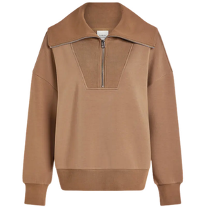 Sudadera Deportiva con Cordón en el Dobladillo para Mujer, Primavera, Algodón, Manga Larga, Media Cremallera, Corta - Product Image 1