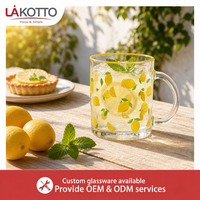 LAKOTTO Tasse en verre transparent 330 ml, verre imprimé décoré, vaisselle pour café et jus, verres en gros, fabricant de verres personnalisés avec logo