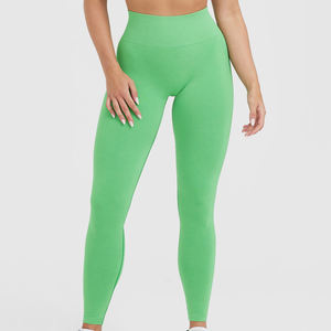 Leggings de yoga de gymnastique taille haute mince pour femmes tissu tricoté respirant décontracté LOGO personnalisé OEM/ODM Leggings taille moyenne pour les femmes - Product Image 1
