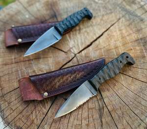 Cuchillo de Caza Hecho a Mano, Cuchillo de Hoja Fija para Supervivencia, Cuchillo de Camping de Acero con Alto Contenido de Carbono con Funda de Cuero, Grado Personalizado OEM - Product Image 3