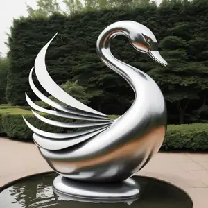 定制金属工艺雕像不锈钢抽象天鹅雕塑