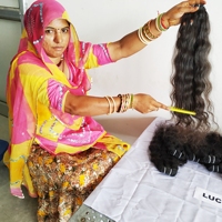 Cheveux Humains Naturels de Temple Indien Bruts de Qualité Supérieure, 100% Non Traités, en Paquets Ondulés avec Double Tissage à la Machine, Extensions Vierge pour Vendeur