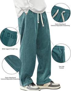 Pantalones Deportivos de Hombre de Moda a Precio Económico, Corte Holgado, Pierna Ancha, Lavado Ácido, 100% Algodón, Forro de Felpa, Estilo Urbano, Cintura Elástica, OEM - Product Image 3