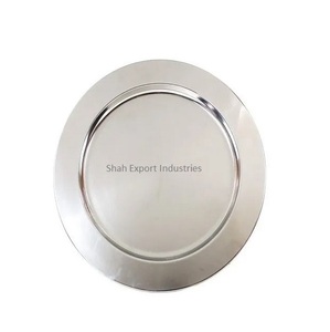 Assiette de présentation en acier inoxydable peinte à la main, forme ronde, sans danger pour les aliments, personnalisable pour la maison, les mariages, les fêtes, la vaisselle de table - Product Image 4