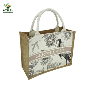 Bolsas de compras de marca hechas de yute con algodón incorporado para tiendas de comestibles y centros comerciales - Product Image 6