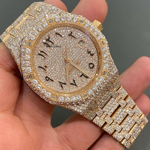 Reloj de Lujo Antiguo con Incrustaciones de Moissanita, Acero Inoxidable, Acabado Dorado, Estilo Hip Hop, Diamantes VVS, Automático - Product Image 1