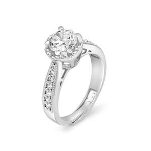 NOVAMART Fine Zarkan Princess <b>Silver</b> <b>Solitaire</b> Diamond <b>Ring</b> Wholesale Export - Product Image 1