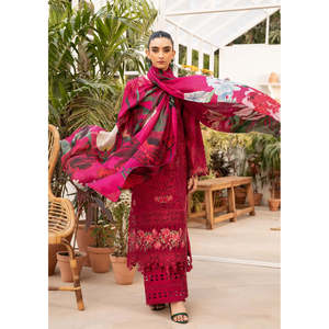 BAROUQE Ensemble Bohème 3 Pièces : Chemise en Chiffon Respirant Brodé Chickenkari, Dupatta et Pantalon Brodé Printemps/Été BIC-4736 - Product Image 3