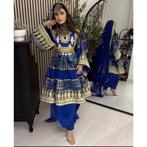 Robe afghane Kuchi pour femmes, de qualité supérieure, pour mariage et fête, vente chaude, vintage, fente haute, plissée, faite à la main, longueur genoux - Product Image 2