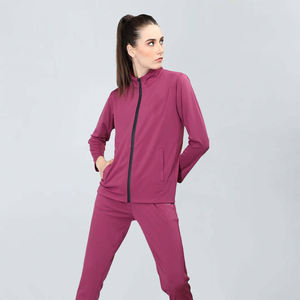 Ensemble de survêtement tendance pour femme avec fermeture éclair intégrale, confortable, léger, deux pièces, pantalon de jogging à taille élastique, pour le sport en plein air, décontracté - Product Image 4