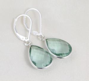 Topaze bleue décembre pierre de naissance boucle d'oreille pour les femmes en forme de poire goutte 925 argent Sterling plaqué or levier-arrière oreille mode - Product Image 4