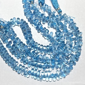 Cuentas Briolette con Forma de Gota de Pera Facetada de Topacio Azul Swizz Natural, Piedra Preciosa Natural de Calidad AAA para Joyería - Product Image 4