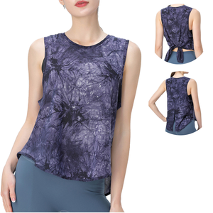 Top Deportivo Corto sin Mangas para Mujer, Diseño con Lazos Delanteros y Traseros, Cuello Redondo, Transpirable y Ecológico, Estilo Hip Hop, para Gimnasio y Yoga - Product Image 1