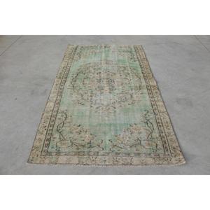 พรมขนาด 4.3x7.5 ฟุต, พรมตุรกีโบราณ, พรมลายดอกไม้สีเขียว - Product Image 1