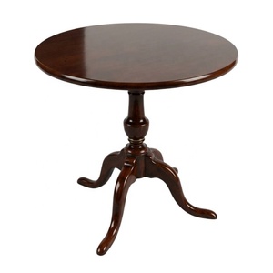 Mesa de Centro de Madera Antigua con Pedestal, Mesa de Té Redonda, Reproducción Antigua, Mesa de Centro para Sala de Estar, Mesa Auxiliar - Product Image 5