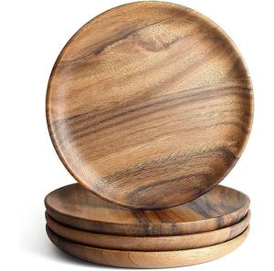 Platos de madera elegantes Vajilla Placa de cargador Madera natural Placa de cargador de madera hecha a mano Forma redondeada de alta calidad - Product Image 3