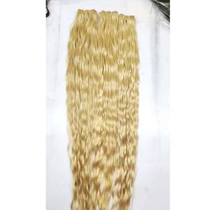 100% Raw Unprocessed Blonde <b>Hair</b> Bundles European Single Donor Machine Weft Closure Frontal Bundle Set Indian <b>Human</b> <b>Hair</b> - Product Image 1