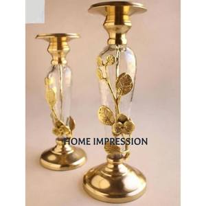 Nouvelle conception à la recherche magnifique bougeoir martelé miroir poli or aluminium poignées métal chandelier support support - Product Image 2