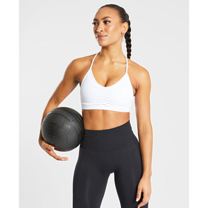 Soutien-gorge de sport plissé à logo personnalisé, best-seller, détail plissé au centre, bretelles fines et haute performance, dernier soutien-gorge de sport pour femmes - Product Image 5