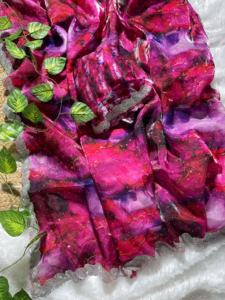 Último diseñador del exportador mundial Soft Zimmy Choo Silk Saree Beautiful Prism Prints con Heavy Jharkhand Work para adultos - Product Image 4