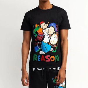 เสื้อยืดผู้ชายลายพิมพ์ถักนิตติ้งผ้าฝ้าย 100% ดีไซน์ใหม่ไม่ซ้ำใคร ขายดี สวมใส่สบาย ระบายอากาศดี สไตล์สตรีทแวร์ - Product Image 2