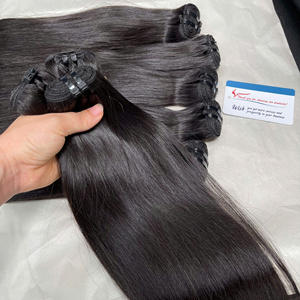100% cabello humano de lujo paquetes de cabello crudo Natural recto de alta calidad crudo vietnamita máquina de cabello humano trama precio al por mayor - Product Image 3