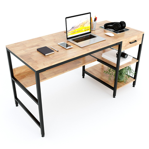 BD68079 Wooden Computer <b>Desk</b> with 140x60cm Drawers Integrated <b>Shelf</b> Adjustable Storage-Durable Metal Features - Product Image 1