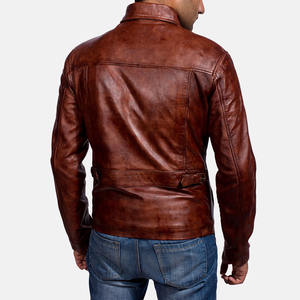 Chaqueta de cuero genuino de piel de oveja para hombre, chaqueta de motociclista de cuero multicolor para hombre. - Product Image 5