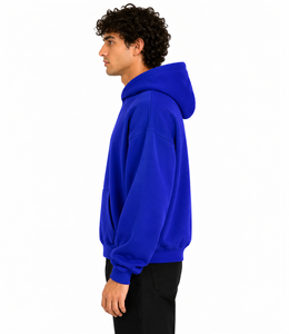 Sweat-shirt pour homme 100% fabriqué en Italie, ODM, toucher doux, coton poly, design à poche surdimensionnée, vêtement d'hiver, couleur bleu royal - Product Image 3