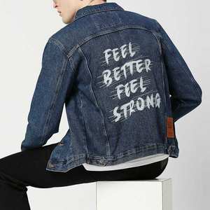 Veste en jean vintage personnalisée en coton épais pour hommes Street Wear veste en jean de style Hip Hop veste en jean déchirée à la mode - Product Image 5