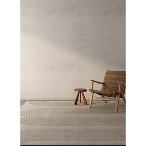 พรมไหมไผ่ผสมขนสัตว์ถักมือ Aakar Kavi Eskn-339 สีงาช้าง ลายเรขาคณิต สำหรับบ้าน ห้องโถง รูปทรงสี่เหลี่ยมผืนผ้า หนา 10 มม. ทำด้วยมือ สำหรับห้องนั่งเล่น - Product Image 5