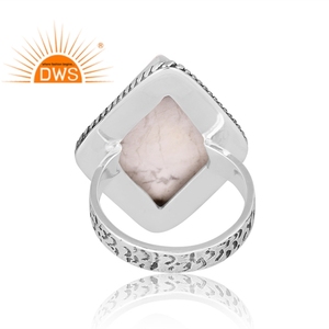 Meilleure qualité bague empilable en argent sterling oxydé avec pierres précieuses naturelles Howlite fabricant de bijoux personnalisés - Product Image 4