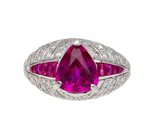 Solid 925 Sterling Silver 3.04 Carat Trillion Cut Purplish Pink Ruby IGI Certified Cut Diamond <b>Ring</b> For Women October Birthstone - Product Image 4
