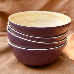 Top choice serveware set sustainable spun <b>bamboo</b> color painted <b>bowl</b> natural soup serving <b>bowls</b> from factory - Product Image 4