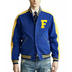 Veste de baseball universitaire réversible en cuir de couleur unie avec logo personnalisé et patchs propres pour hommes - Product Image 1