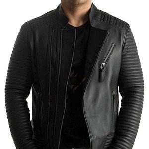 Vestes en cuir d'hiver pour hommes personnalisées de haute qualité les plus populaires Respirantes Coupe-vent Écologiques Fermeture éclair Patchwork Broderie - Product Image 1